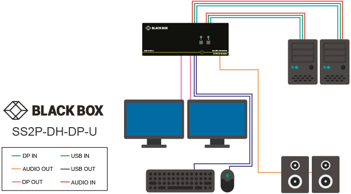 Secure KVM Switch, NIAP 3.0, DisplayPort dual head Application diagram